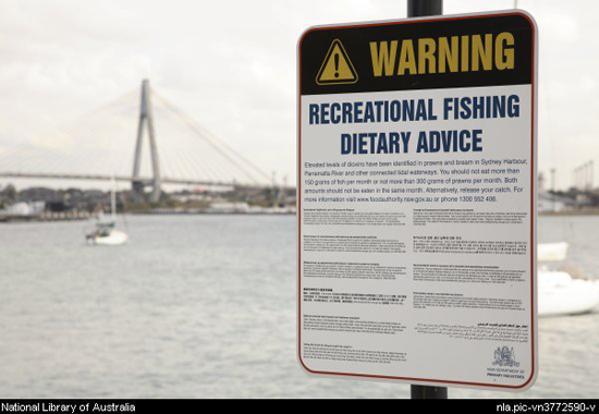 多语种钓鱼警示牌在澳大利亚悉尼海港大桥以西随处可见