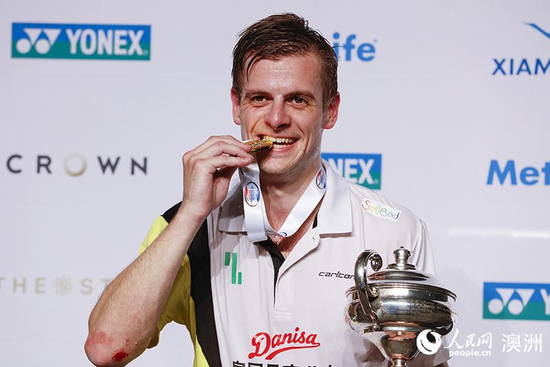 丹麦选手维汀哈斯获澳羽赛男单冠军（摄影 贺吉）